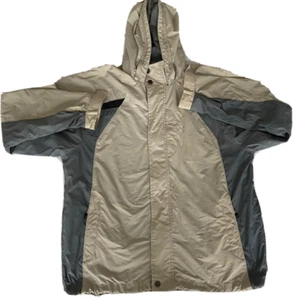 Champion Jacket Men's Size Large Hooded Full Zip Pockets Windbreaker Tan Grey - Picture 1 of 12