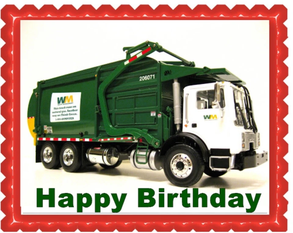 Hoja de glaseado comestible con imagen de camión de basura Foto 1 de 1