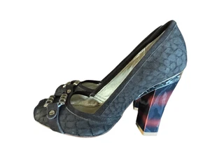 Elaine Turner Platform Heels Open Toe Brown Suede Tortoise Shell Heel Gold Hardw - Picture 1 of 11