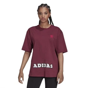 Adidas Originals Women's Logo Play Graphic Oversized T-Shirt - UK Size 8 - Picture 1 of 10