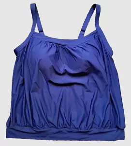 Top de natación Lands' End azul marino 18 Reg Tankini XL barriga oculta blusa modesta S95 - Imagen 1 de 6