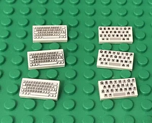 Lego 6 Pieces City White Tile 1x2 With Computer Keyboard Pattern Decorations - Picture 1 of 1