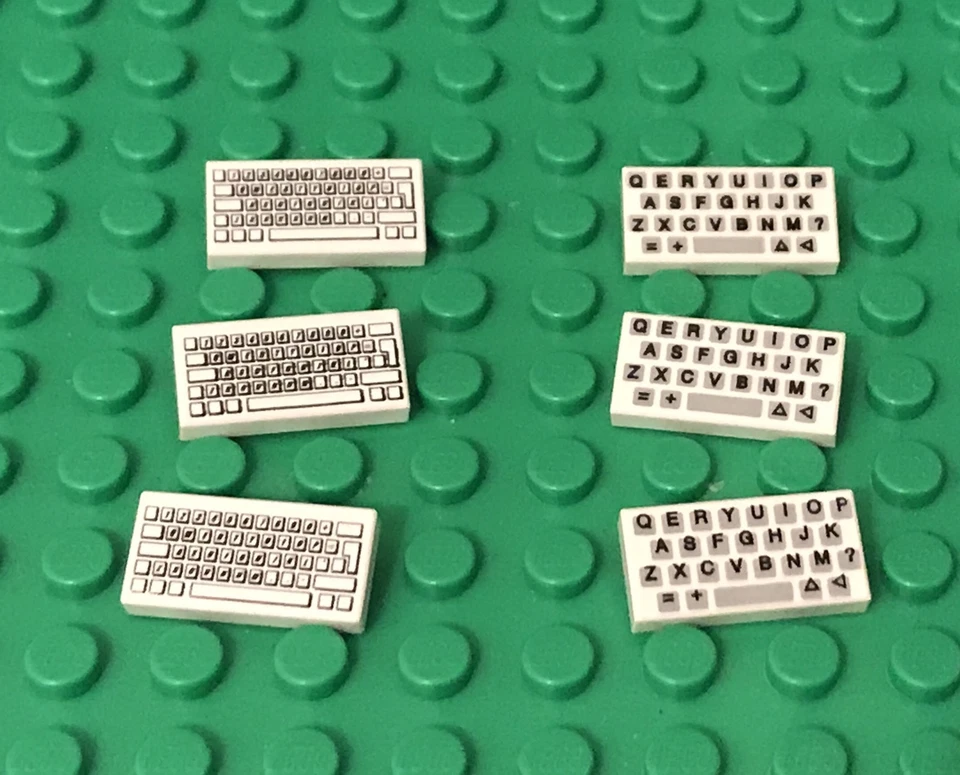 Lego 6 Pieces City White Tile 1x2 With Computer Keyboard Pattern Decorations - Image 1 of 1