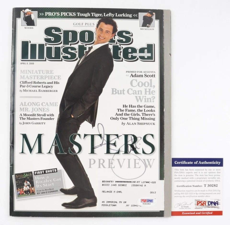 Adam Scott Signed 2008 Sports Illustrated Magazine (PSA) - A2 - Image 1 of 1