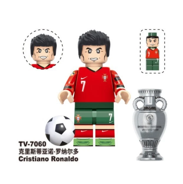 2 inch Custom Cristiano Ronaldo Minifigure in Portugal National Football Uniform - Image 1 of 1