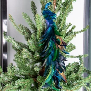 Glittered Christmas Tree Peacock Decoration Bird Hanging Ornament Gift - Picture 1 of 8