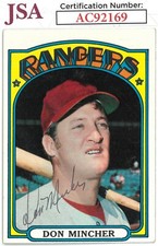 Don Mincher signed 1972 Topps Card #242- JSA - Texas Rangers/On Card Auto