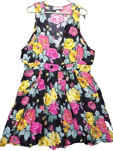 Vtg Skort Jumper Womens size 20 90's Y2K deep V Neck Cute Floral Pattern ~ USA - Picture 1 of 14