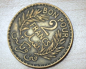 1941 Tunisia 2 Francs - Picture 1 of 12