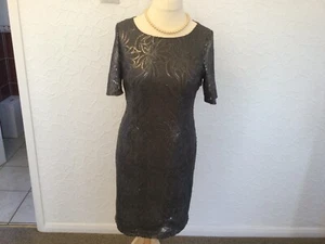 Beautiful Precis Petite Grey Sequinned Dress Size 12 - Picture 1 of 4
