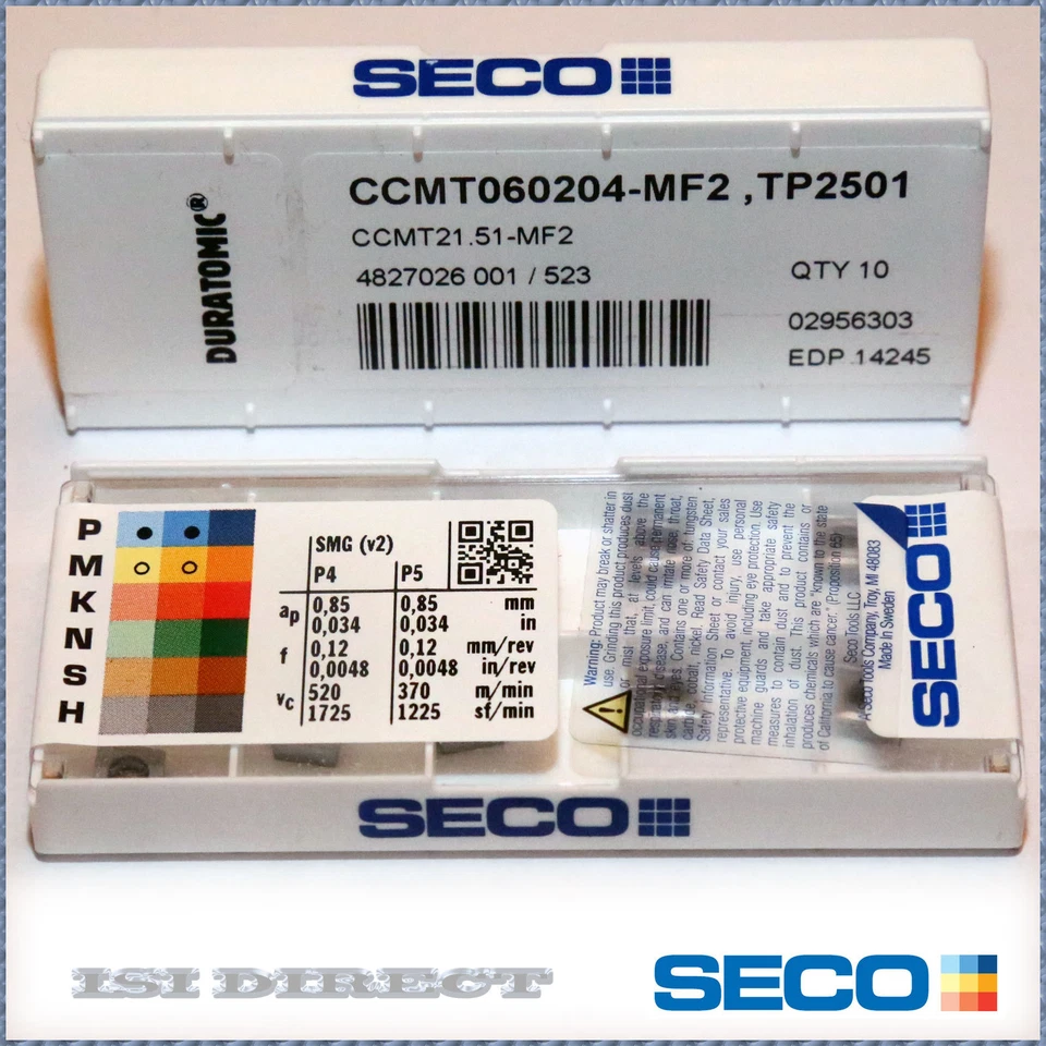 CCMT 21.51 MF2 TP2501 SECO ** 10 INSERTOS ** PAQUETE DE FÁBRICA ** Foto 1 de 1