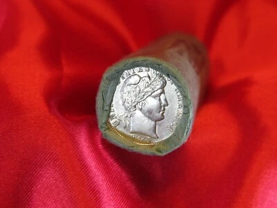 Rollo de 50 monedas de diez centavos sin circular de $5,00 peluquero 1913 final/mercurio extremo p bum26 Foto 1 de 4