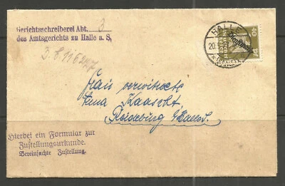 **OSBURGH - GERMANY. 1927. OFFICIAL COURT ENTIRE. HALLE TO REIDBURG. - Image 1 of 3