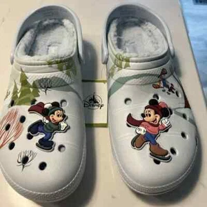 Disney's-Mickey & Minnie Mouse Winter Urlaub Fleece gefüttert Crocs-M 6-W 8-Neu mit Etikett - Bild 1 von 1