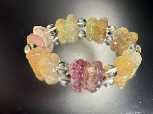 Pulsera elástica fluorita arco iris natural de alta calidad/cabeza torcida Myth Pixiu - Imagen 1 de 13