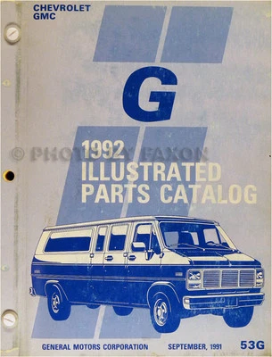 Catalogo Parti Van Chevrolet GMC G Del 1992 Beauville Rally Vandura Chevy 92 - Immagine 1 di 2