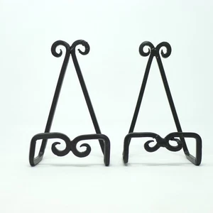 Wrought Iron Small Canopy Scrolled Easel 5" Matte Black Set of 2 - Picture 1 of 4