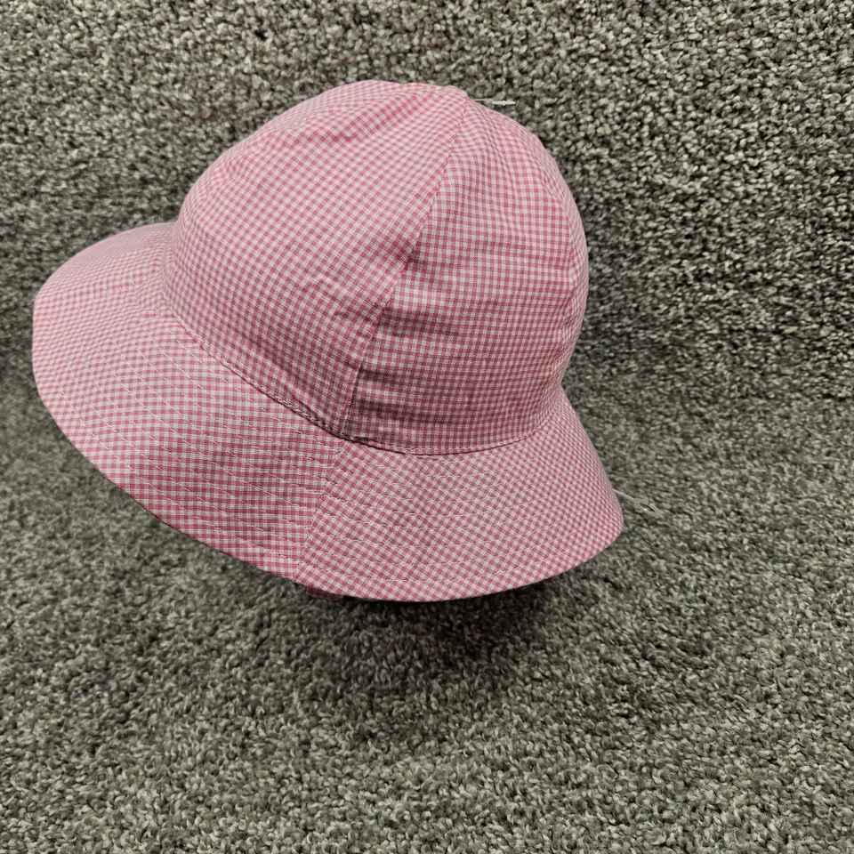 Sombrero Bucket Sun Niñas Talla Pequeña Rosa y Blanco Correas Para Sujetar Algodón Foto 1 de 4