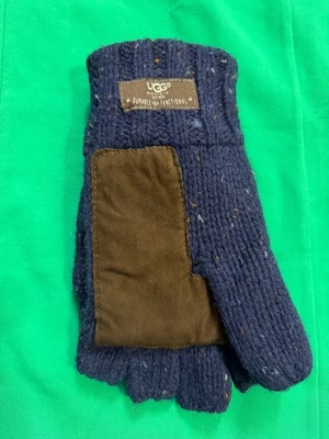 Nuevo UGG Hombre Tejido Abatible IZQUIERDO SOLO Azul Marrón Cuero Palma L/XL Foto 1 de 4