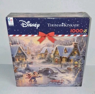 Nuevo Disney Thomas Kinkade - Mickey’s Victoriano Navidad Vacaciones Puzzle 1000 Piezas Foto 1 de 4