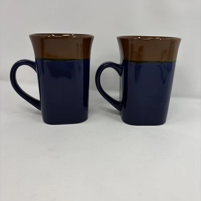 2 синие/коричневые кофейные кружки Royal Norfolk KD1096 - Изображение 1 из 4