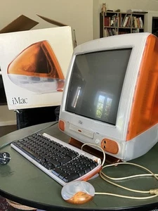 Apple iMac G 3 Tangerine mit Tastatur und Maus gebraucht Funktionsfähig - Bild 1 von 17