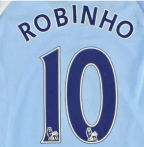 Robinho 10 Manchester City 2007-2013 EPL NAME AND NUMBER SET, Home Away UK - Picture 1 of 1
