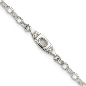925 Sterling Silver Antiqued Polished Canoe Kayak Anklet 9" 2.99gm - Picture 1 of 5