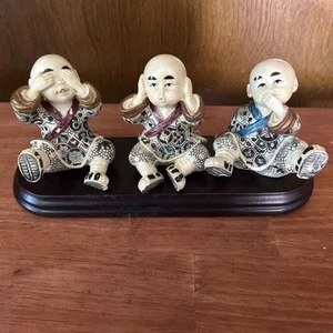 See No Evil~Hear No Evil~Speak No Evil , Asin Art Figurine 3 P Set. Vintage - Picture 1 of 7