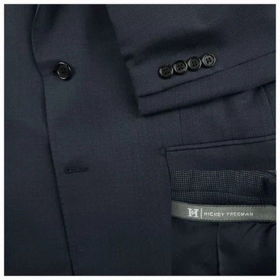 Hickey Freeman Suit Mens 40R/34S Madison Wool Silk Blend 2 Piece Nail Head Blue - Image 1 of 4