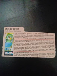 GI/G.I. JOE FILE CARD - MINE DETECTOR TRIPWIRE  - Hasbro vintage - Picture 1 of 2