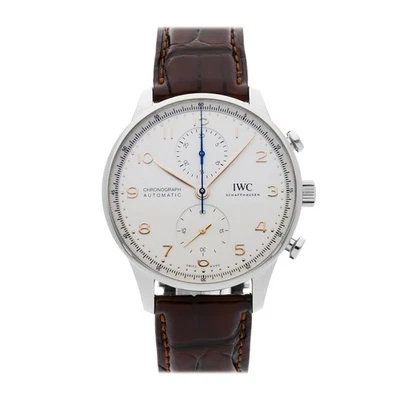 IWC Portugieser Chronograph Steel Auto Silver Dial Strap Watch 41mm IW3716-04 - Image 1 of 4