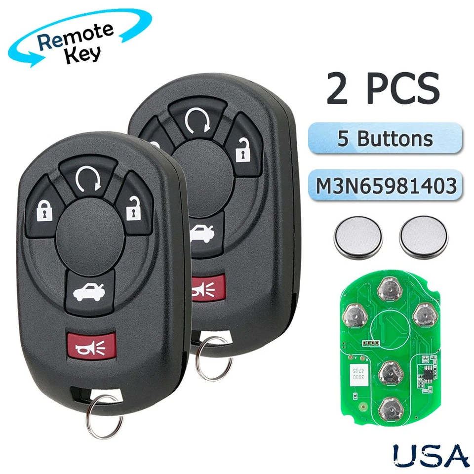 2 For 2005 2006 2007 Cadillac STS Smart Remote Key Fob Replacement M3N65981403 - Image 1 of 4