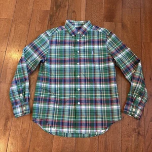 Boys Ralph Lauren Performance Green Blue White Plaid Button Shirt M (10-12) - Picture 1 of 9