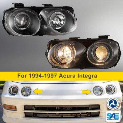 For 1994-1997 Acura Integra Dual Halo Projector Headlights Black Clear Headlamps Foto 1 de 4