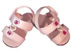 Sandalias rosadas con cristales se adaptan a muñecas American Girl de 18 pulgadas - Imagen 1 de 4