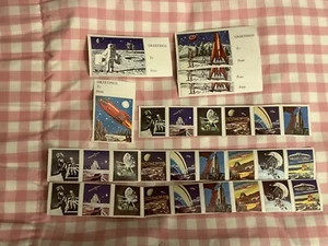 Space Rocket Ship Vintage Christmas MCM Gift Wrap Tags Labels Lick & Stick 1960s - Picture 1 of 7