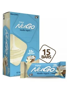 NuGo Protein Bar, Vanilla Yogurt, 11g Protein, 26.4 Oz 15 Bars UPC: 691535505018 - Picture 1 of 1