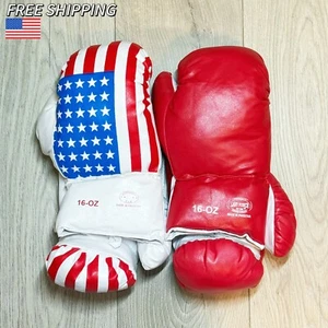 USA RED 2 Pairs 16 OZ Boxing Practice Trainning Gloves Sparring Faux Leather - Picture 1 of 3