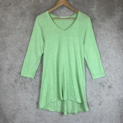 Túnica Habitat para mujer pequeña verde lino manga 3/4 pulóver elástico - 1785* Foto 1 de 4