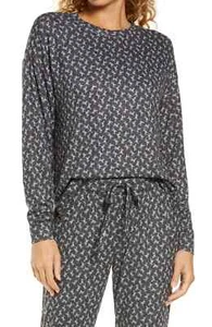 BP Nordstrom Daisy Tulip Lounge Sleep Set Sz S Black Knit Top Pants Floral NWT - Picture 1 of 10