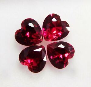 Natural Mozambique Ruby Heart Cut Certified Stunning Gemstone 6 MM 4 Pcs Lot