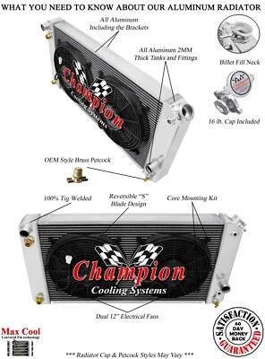 3 Row Eagle Champion Radiator W/ 2 12" Fans for 1997 1998 1999 2000 Isuzu Hombre - Изображение 1 из 4
