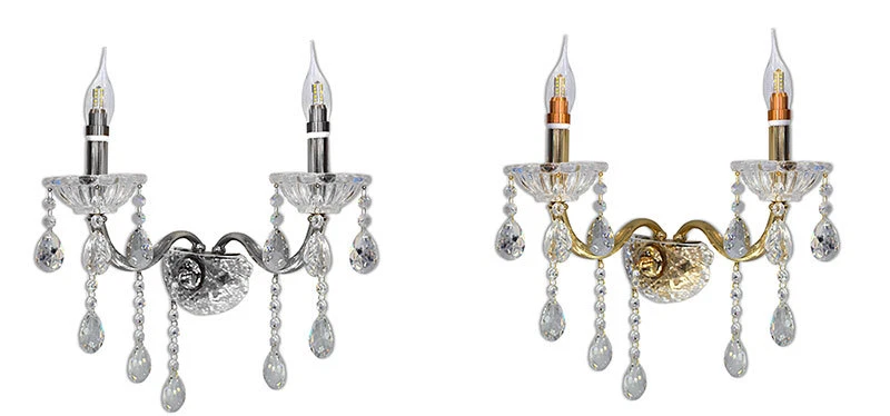 Applique candelabro gocce pendenti cristallo acrilico 2 bracci attacco E14 E35 - Immagine 1 di 1