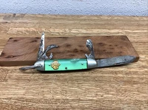 VINTAGE GREEN KUTMASTER GIRL SCOUT CAMPING UTILITY FOLDING POCKET KNIFE - Picture 1 of 7