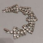 Vintage Prong Set Rhinestone Bracelet Foldover Clasp