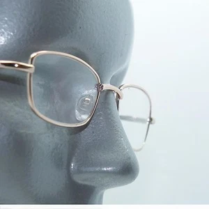 Petite Rectangle Light Gold Metal Frame Spring Hinge Reading Glasses +1.00 Lens - Picture 1 of 4