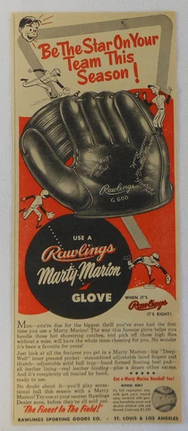 1955 Rawlings baseball glove ad ~ MARTY MARION ~ Be The Star On Your Team Cover