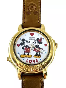 Vintage MICKEY & MINNIE Mouse LORUS Watch V421-0020 Musical LOVE Disney RARE 90s - Picture 1 of 7