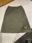 Hennes collection  Vintage H&amp;M Wool Skirt 34 BNWOT Uk 6 Green Herribone